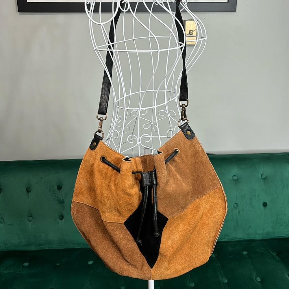 Free People Tovey Brown Suede Bucket Bag
